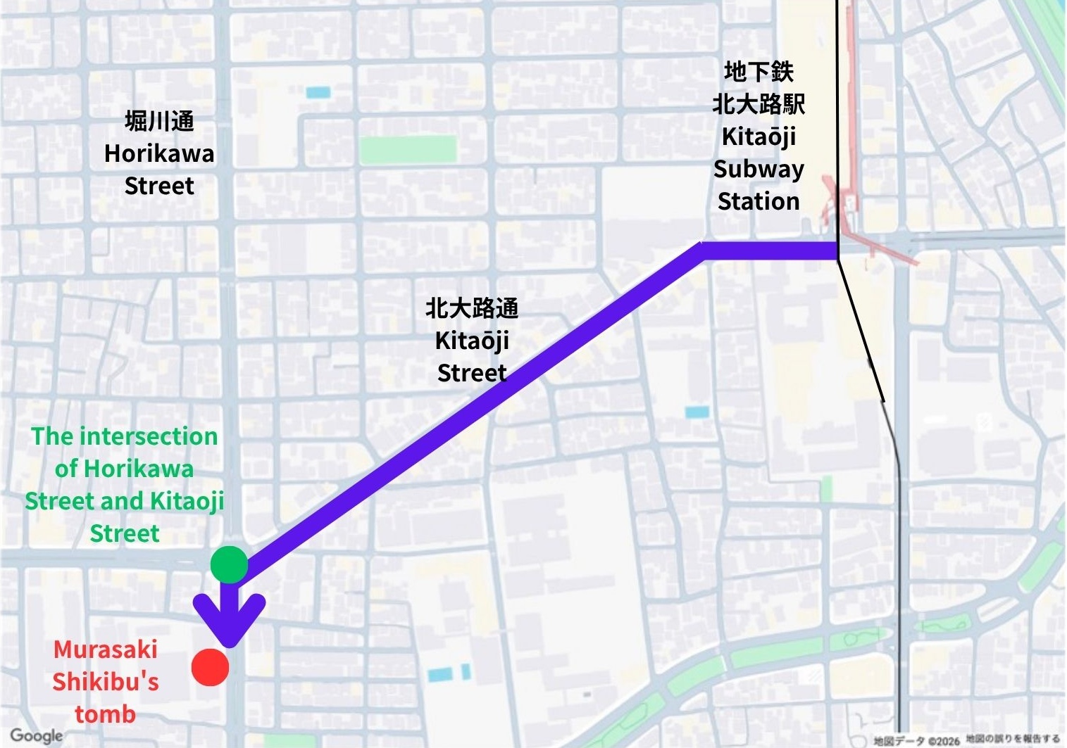 Route to Murasaki Shikibu's grave